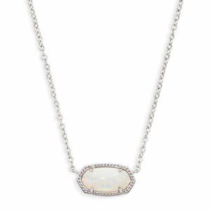 Elisa Silver Pendant Necklace White Kyocera Opal